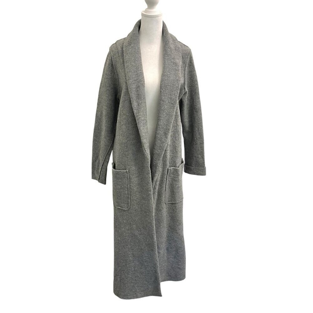 ARITZIA 100% Pure Virgin Wool Long Open-Front Jacket Coat Gray size Medium